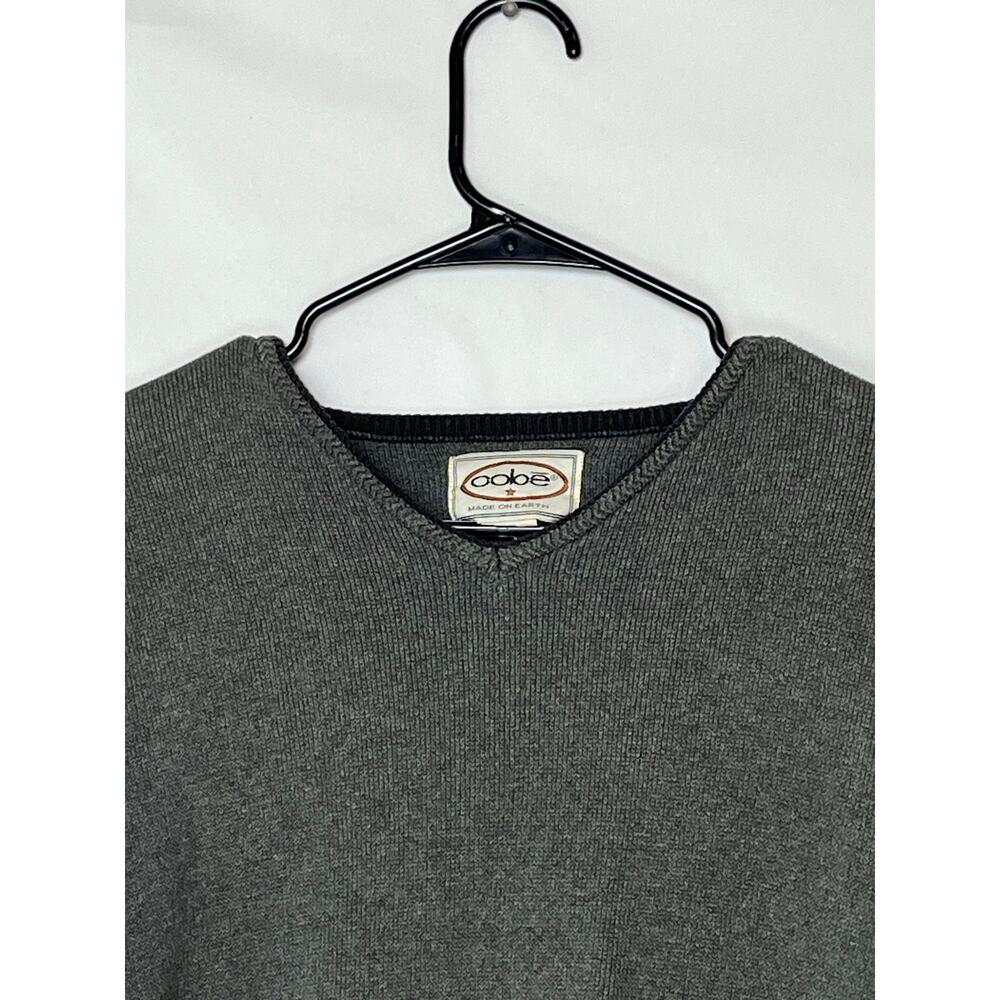 Oobe Men's Size Medium Gray Long Sleeve V-Neck Preppy Lagen look Sweater - Picture 6 of 6